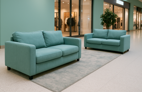 Перетяжка мебели в торговом центре